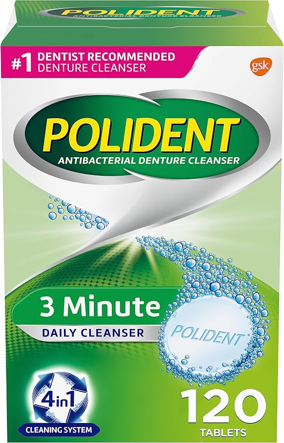 Polident 3 Minute Denture Cleanser Tablets - 120 Count