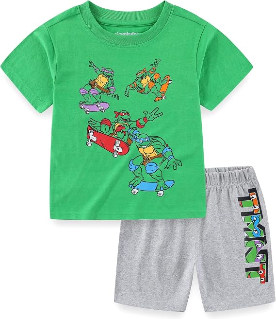Nickelodeon Teenage Mutant Ninja Turtles Boys Short Sleeve T-Shirt and Short Set for Toddler and Big Kids