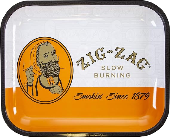 ZIG-ZAG Metal Rolling Tray, Large (13.4" x 10.8"), Classic Orange