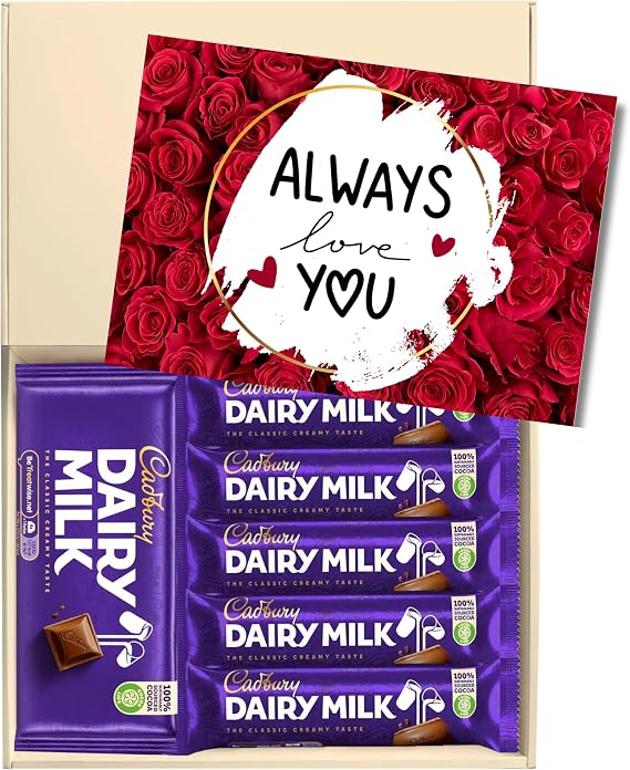 Chocohugs Chocolate Gift Hamper Box | Filled with Dairy Milk Full Sized Chocolate Block and Bars | Gift for Her/Him/Girlfriend/Boyfriend/Wife/Husband | Treat Box of Chocolates