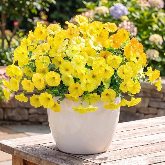 Artificial Flowers for Outdoors, 12 Bundles Fake Plants for Outside Decoration, UV Resistant No Fade, Realistic High End Silk Plastic