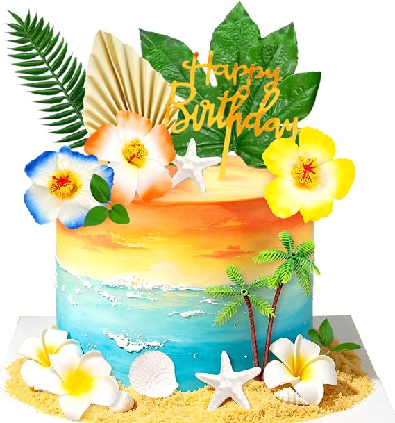 Hawaiian Beach Ocean Cake Topper Moana Birthday Cake Decor