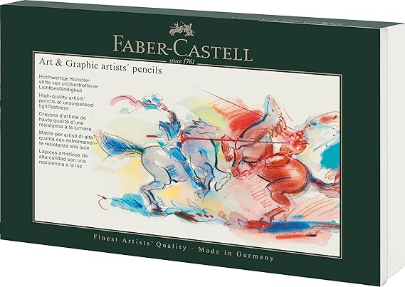 Faber-Castell 210008 Art & Graphic Set 36 Pieces with Polychromos Colouring Pencils Graphite Matt Pencils and Castell 9000 Includes 24 Polychromos coloured pencils 6 graphite matt pencils and 6 Castell 9000 pencils for drawings and sketches
