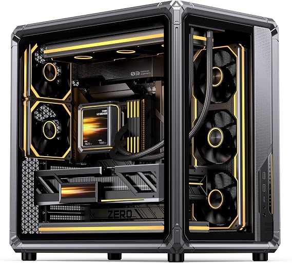 JONSBO X400 Grey ATX PC Case, Back Connect Desktop Case, MB Auxiliary Air Induction Cooling System, E-Sport Assistant, 2 Sided SP 360 AIO, SP 427mm GPU, ATX<180mm, Compatible/Heat Dissipation, Grey