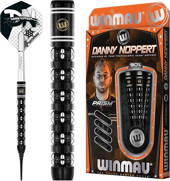 Winmau Danny Noppert Freeze Edition 20 Gram Professional Soft Tip Tungsten Darts Set with Flights and Stems (Shafts)