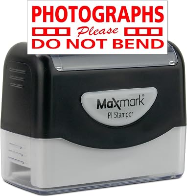 Photographs Please DO NOT Bend Pre-Inked Stamp - Red Ink Large