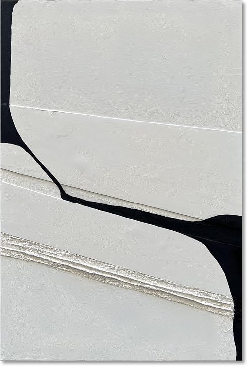 NANKAI Art Modern Minimalism Art Painting White and Black Abstract Art Oil Painting Home Office Corridor Wall Decoration Art 36x24 Inches