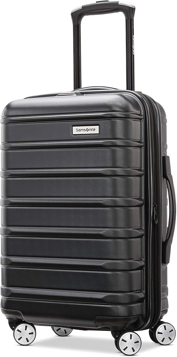 Omni 2 Airline Approved Carry-On Luggage Stress-Free Size Meets 22x14x9" Requirements For Fast Trips & Avoiding Baggage Fees Dual 360 Spinner Wheels, USB Power Hub, Expands 1.5 Black
