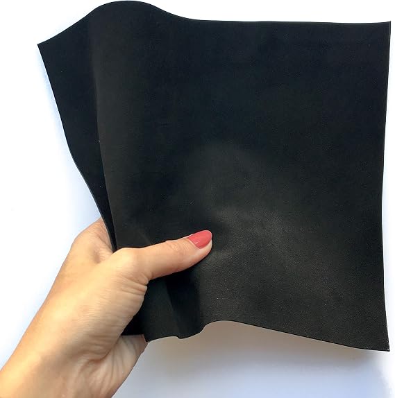 Genuine Black Suede Leather Hide: Real Leather Sheet for Crafts (Black, 12x18In/ 30x45cm)
