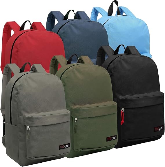 MGgear Bulk 24 Pack 16.5 Inch Heavy Duty School Backpacks Assorted Colors