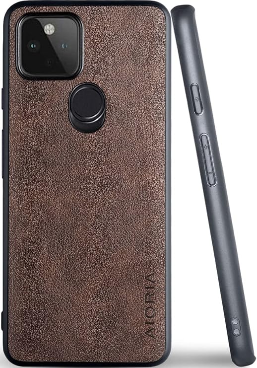 for Google Pixel 5 Case, 6.0 inch Premium PU Leather Phone Cover Retro Design Full Protective case for Google Pixel 5 5g (Coffee)