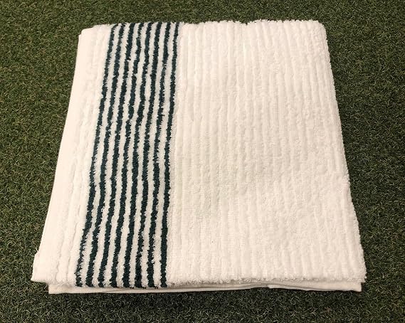 Large 22" x 44" Golf Tour Caddy Towel - White w/Blue, Black, Red, Green Stripe