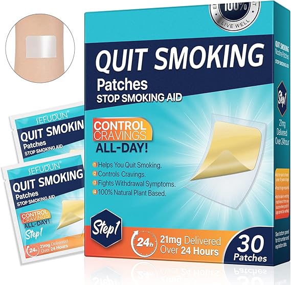 Quit Smoking Patches, Step 1 Stop Smoking Aids Patches, 21mg Quit Smoking Stickers that Work with 2 Weeks, 30 Count Helping Quit Patch, Anti-Stickers