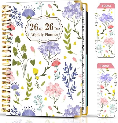 METEOROCK Weekly Monthly Planner 2026, Weekly Planner from Jan. 2026 - Dec. 2026, 6.3 X 8.5 Daily Planners with Tabs, Bookmark, Calendar Notebook for Women Girls, Planners Spiral Bound at SchoolOffice