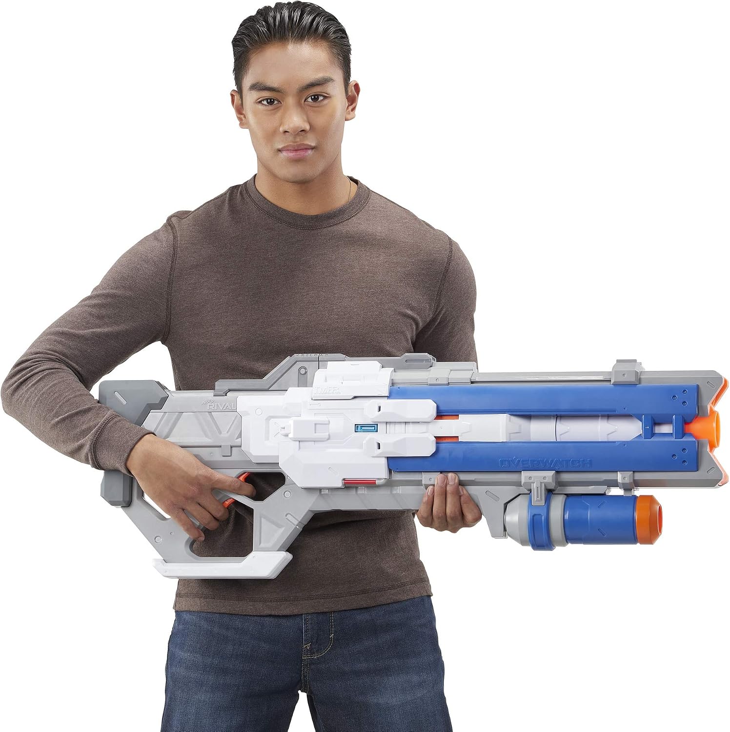 Nerf Overwatch Soldier: 76 Rival Blaster - Fully Motorized, Lights, Recoil Action, 30 Overwatch Rival Rounds - for Teens, Adults