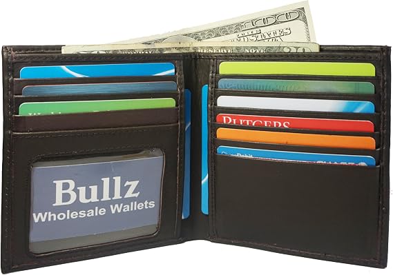 Genuine Leather Mens Bifold Hipster Wallets Credit Card Holder New By Bullz   