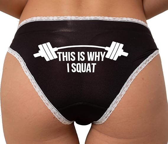 Knaughty Knickers This Is Why I Squat - Great Butt - Phat Ass Pawg - Adult Design Black and White Bikini Panties