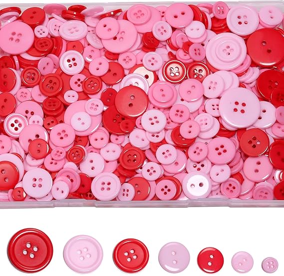Assorted Sewing Buttons in Orange and Yellow, 700 Pieces (Pink)
