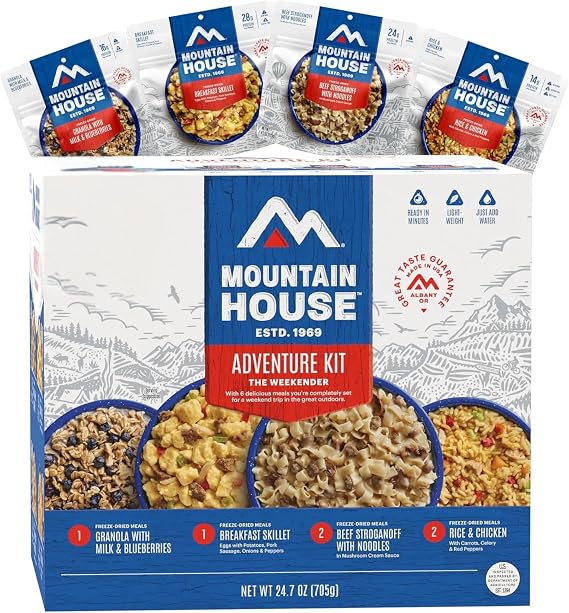 Mountain House Emergency Meal Assortment Kits, Freeze-Dried Survival Food Kit for Disaster Preparedness & Long-Term Storage, 30-Year Shelf Life