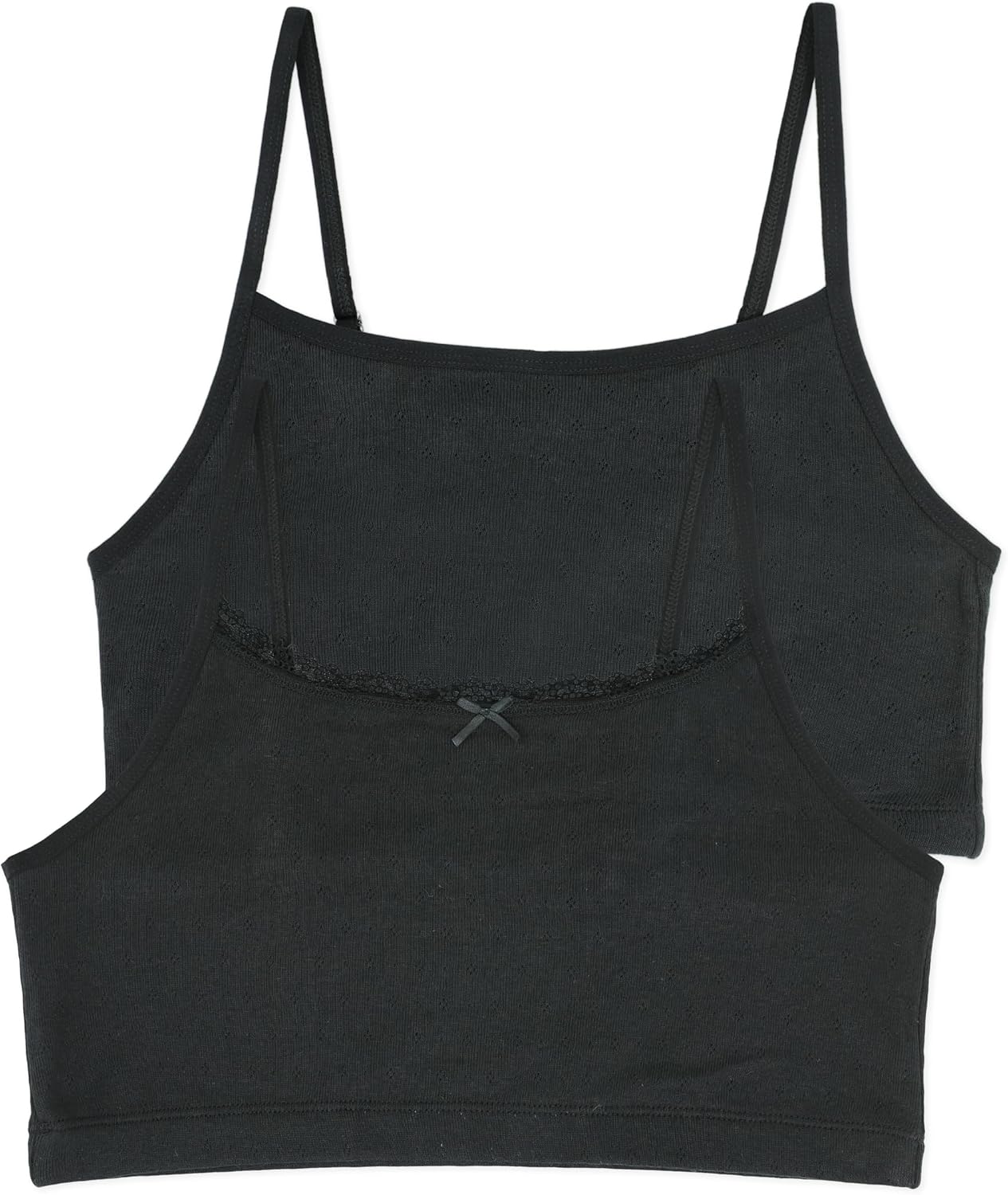 Comfneat Womens 2-Pack Pointelle Camisole Bra Cotton Viscose Everyday Bra