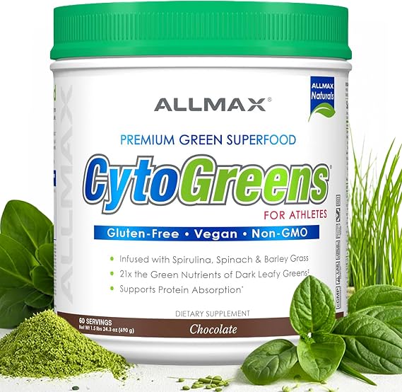 ALLMAX CytoGreens Super Greens Powder, Chocolate, 60 Servings
