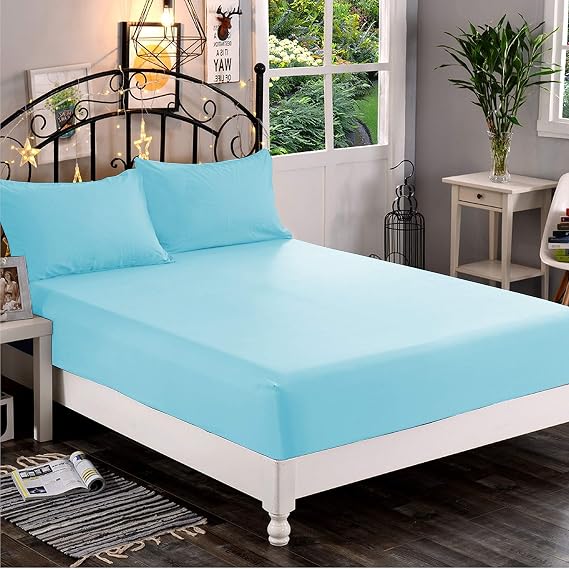 Elegant Comfort 1500 Premium Hotel Quality 1-Piece Fitted Sheet, Softest Quality Microfiber - Deep Pocket up to 16 inch, Wrinkle and Fade Resistant, Twin/Twin XL, Aqua Blue