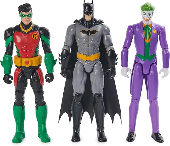 DC Comics Batman Action Figure Toys: Joker, Robin, and the Bat Man 12-inch Figures - Gotham City Edition, 11 Point Articulation - Super Hero Kids Gifts for Men, Boys & Girls