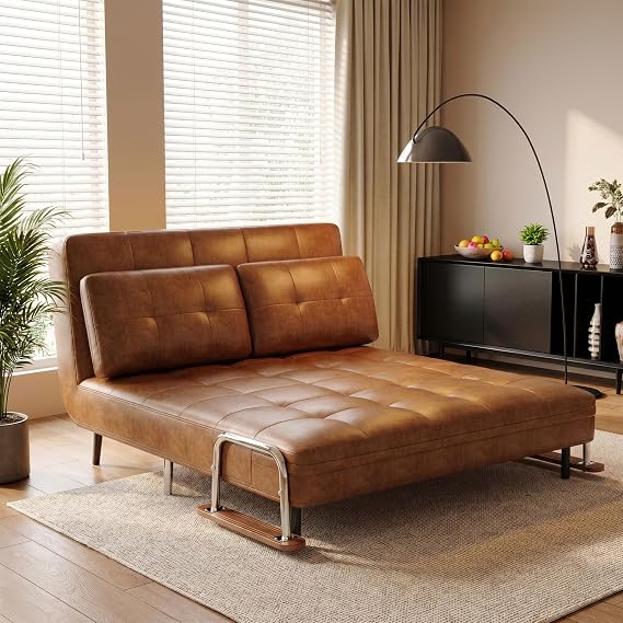 Sofa Bed with Storage, Convertible Folding Double Sofa Bed| (Brown, 150cm)