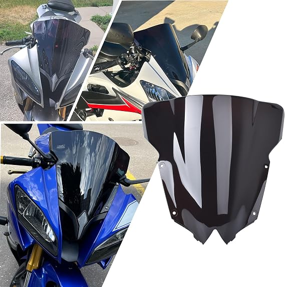 Windscreen Windshield Front Fairing Screen for YZFR6 YZF R6 2008-2016 | Dark Tinted Wind Faring,Double Bubble Design Reduces Wind Blast At Highway Speeds,Straight Forward Install for YZF-R6 Parts