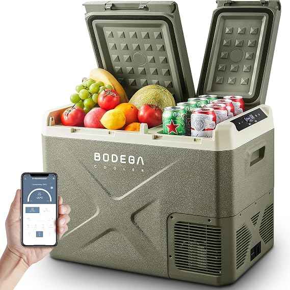 BODEGACOOLER 12 Volt Car Refrigerator, 34Quart (32L) Car Fridge Dual Zone, 12V Portable Freezer APP Control, RV Car Cooler -4F-68F 12/24V DC 100-240V AC for Outdoor Camping Travel Vehicles Home Use