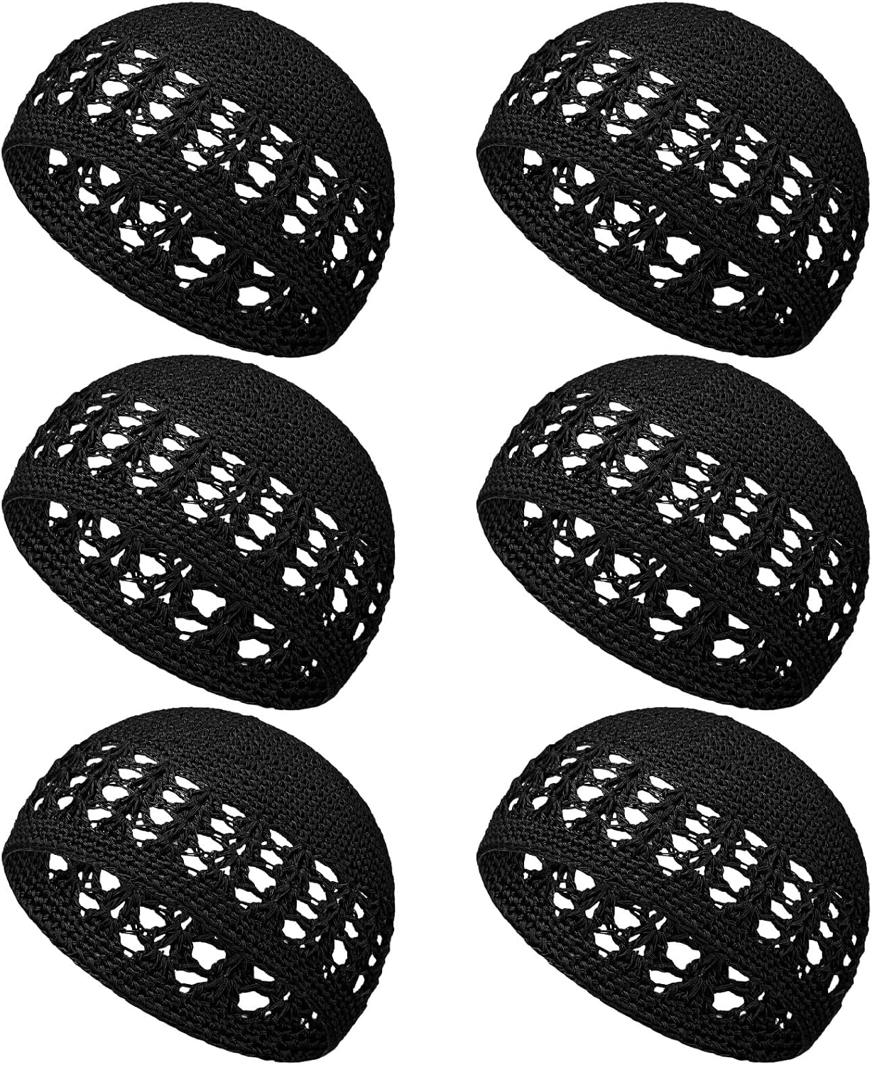 Boyiee 6個 Kufi Hats ビーニー スカルキャップ - 無地 ストレッチ ニット かぎ針編み 帽子 メンズ レディース ティーン