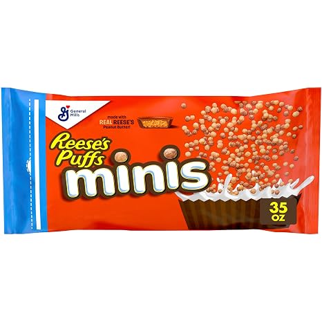 Reese's Puffs Minis Chocolate Peanut Butter Cereal, Family Size Bag, 35 oz