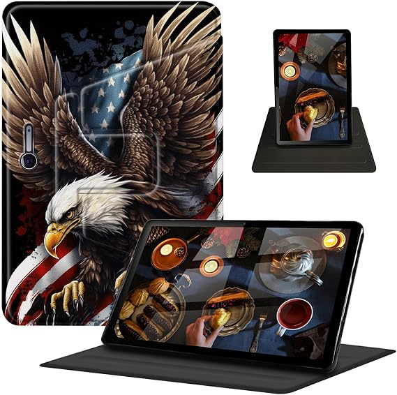 BVDIKMI Kılıf 12,3 inç Microsoft Surface Pro 7/Pro 6/Pro 5/Pro 4, 360 Derece Dönebilen Stand PU Deri Kılıf Yüzey Pro 7 Plus, ABD Bayrağı Kartal için Otomatik Uyandırma Uyku ile