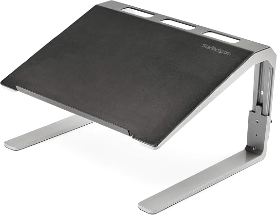 StarTech Adjustable Laptop Stand, Ergonomic Laptop Riser for Desk, Tilted | Heavy Duty Steel & Aluminum, 3 Height Settings, LTSTND