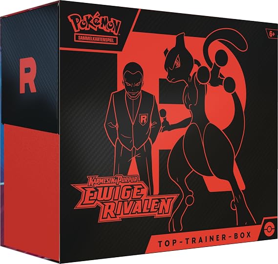 Pokémon - Trading Card Game: Top Trainer Box Crimson & Purple - Eternal Rivals (1 Full Screen Promo Card 9 Booster Packs and Premium Accessories)