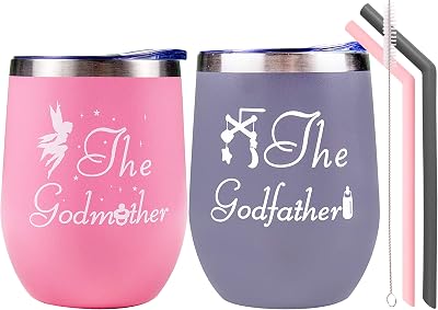 EBE EmmasbyEmma Godparents Gift, Godmother Gifts for Women, Gifts from Godchild, Gifts for Godmother, Godmother Gift, Godfather Tumbler, Godmother and Godfather Cups, Gift for Godparents