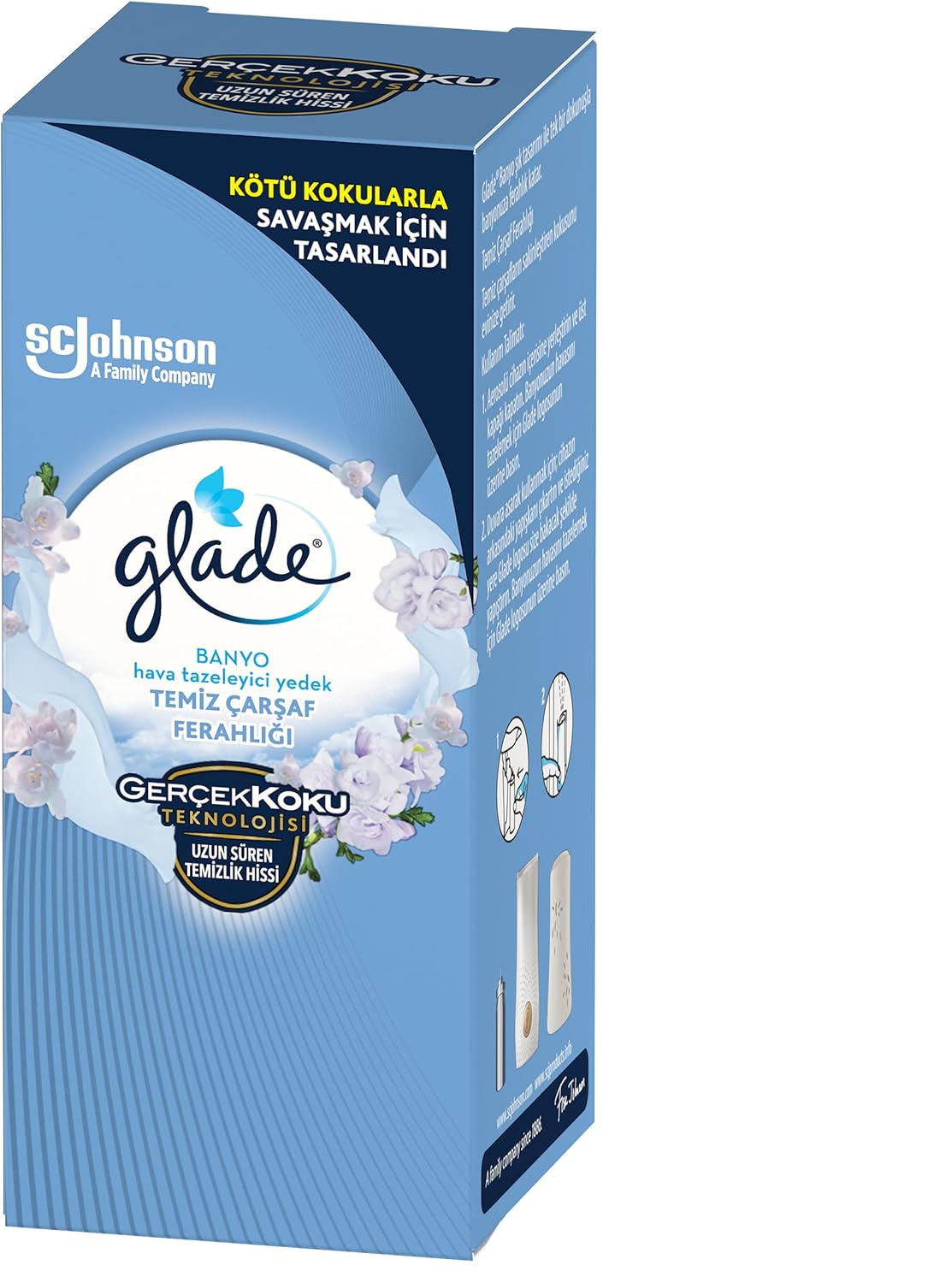 Glade Bathroom Air Freshener Replacement Clean Sheet Refreshment, 10ml, White