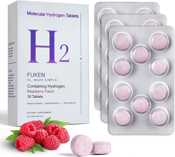 H2 Hydrogen Water Drinking Tablets, 12 PPM, Raspberry Flavor, 30 Count