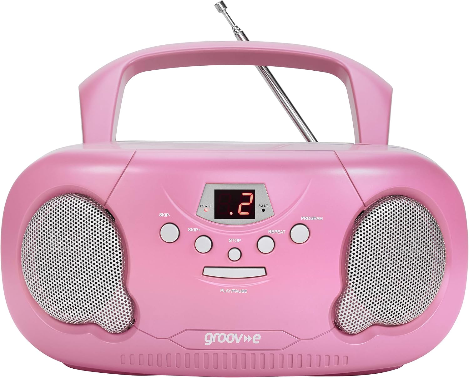 Groov-e DAB Boombox - Portable CD Player with Radio, 3.5mm Aux Port, Bluetooth Speaker, Alarm Clock - LED Display, 2x 1W Speakers - Battery or Mains Powered - Black
