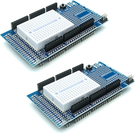 Prototype Shield with Breadboard for Arduino Mega Due Giga Solderable PCB ProtoShield Expansion Board for Easy Prototyping, 1 Piece