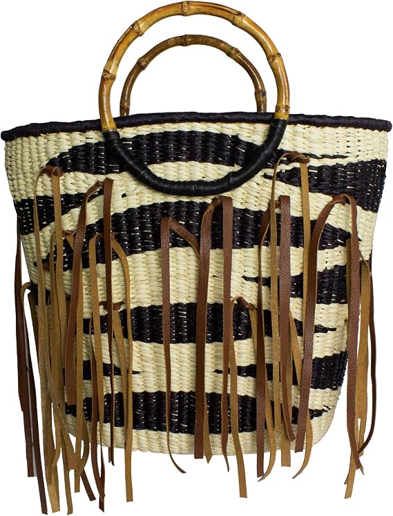 Leather Fringe Zebra Tote