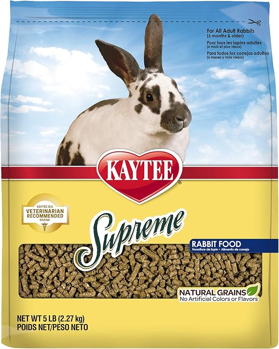 Kaytee Supreme Rabbit Food Unflavored 5 lb | Daily balanced nutrition. Bunny food with seeds, grains and pellets. Rabbit pellets, no artificial colors or flavors