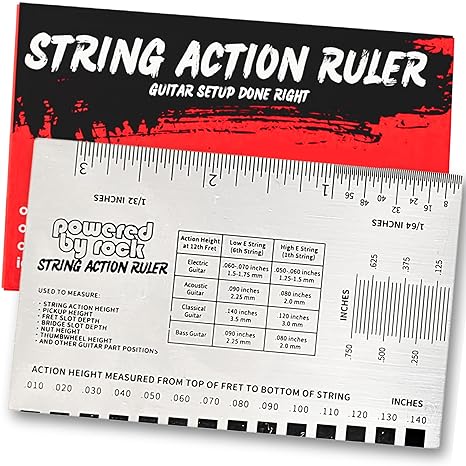 String Action Gauge for Guitars - Precision Setup Tool to Play Your Best - Guitar String Height Gauge - String Action Ruler with Easy-to-Read Markings