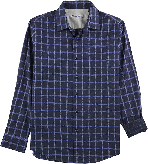 Tasso Elba Mens Windowpane Button Up Shirt