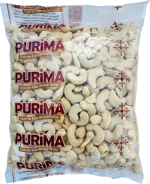 Cashew Nuts 1kg – KING Sized Extra Large Cashews Natural Raw Whole 1 kg - Ready to Eat - Largest Biggest Jumbo Larger Colossal Nut Big Kernels – Unroasted Unsalted Bulk Bag (Packaging May Vary) PURIMA