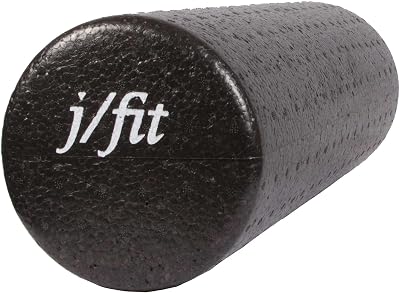 jfit Extra Firm Foam Roller - High Density Supreme Roller for Muscle Therapy and Deep Tissue Massage - Myofascial Stress Release - Black, 18 20-0619
