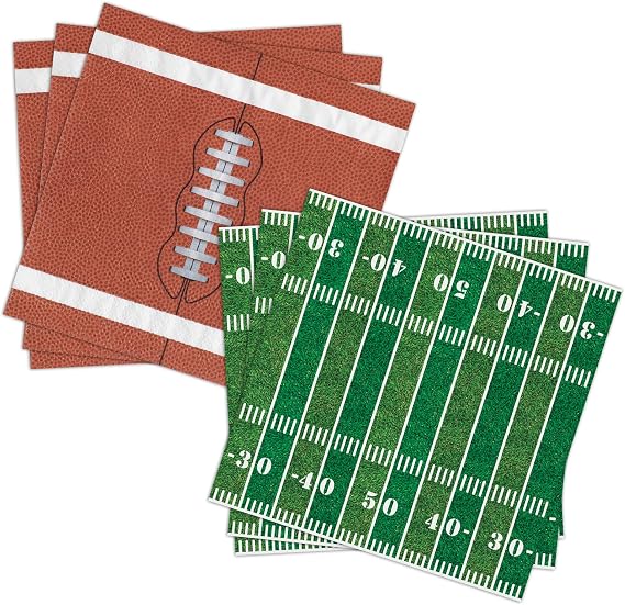 NatNarr 100 Pcs Football Napkins, 5" Footabll Cocktail Napkins