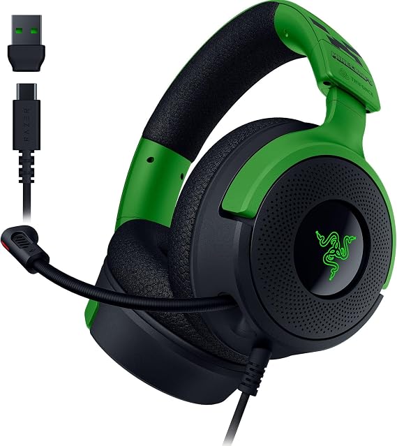 Razer Kraken V4 X Minecraft Edition - Kablolu USB PC Oyun Kulaklığı (TriForce 40mm Sürücüler, Geri Çekilebilir Kardioid Mikrofon, Surround Ses, Chroma RGB, PC ve konsol için) Minecraft