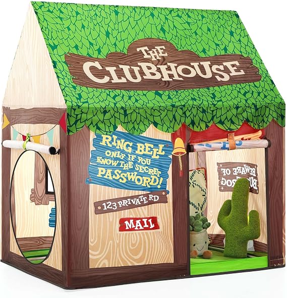 Playhouse for Kids Indoor, Kids Play Tent, Toys for Boys and Girls Children Clubhouse Tent with Roll-up Door and Windows
