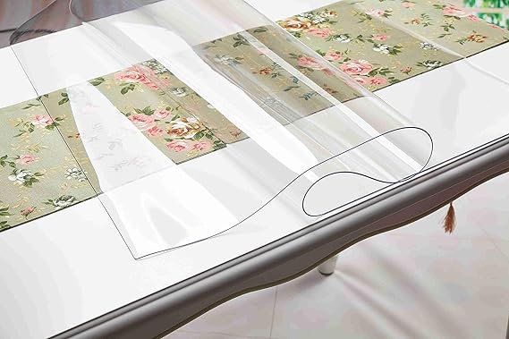 Toptablecloths 1.5mm Clear Plastic Table Cloth Cover Wipeable PVC Waterproof Table Protector (120x60 cm), Transparent